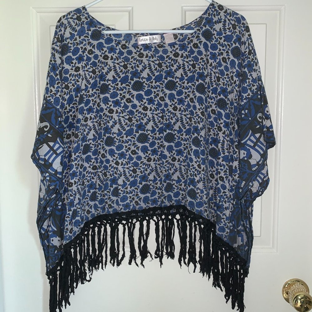 Blue, Black & White patterned blouse